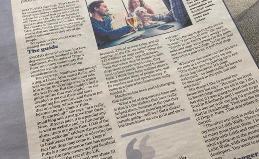 I was interviewed by The Herald newspaper about the Dugs n Pubs revolution in Scotland (and beyond). It’s a great paper today for us Dug lovers as it’s all about the Dugs 🐾…#dugsnpubs #dugswelcome #dugs #dugsofinstagram #dogsofinstagram #dogfriendly #edinburgh #scotland #visitedinburgh #visitscotland #theherald #dogfriendlyscotland